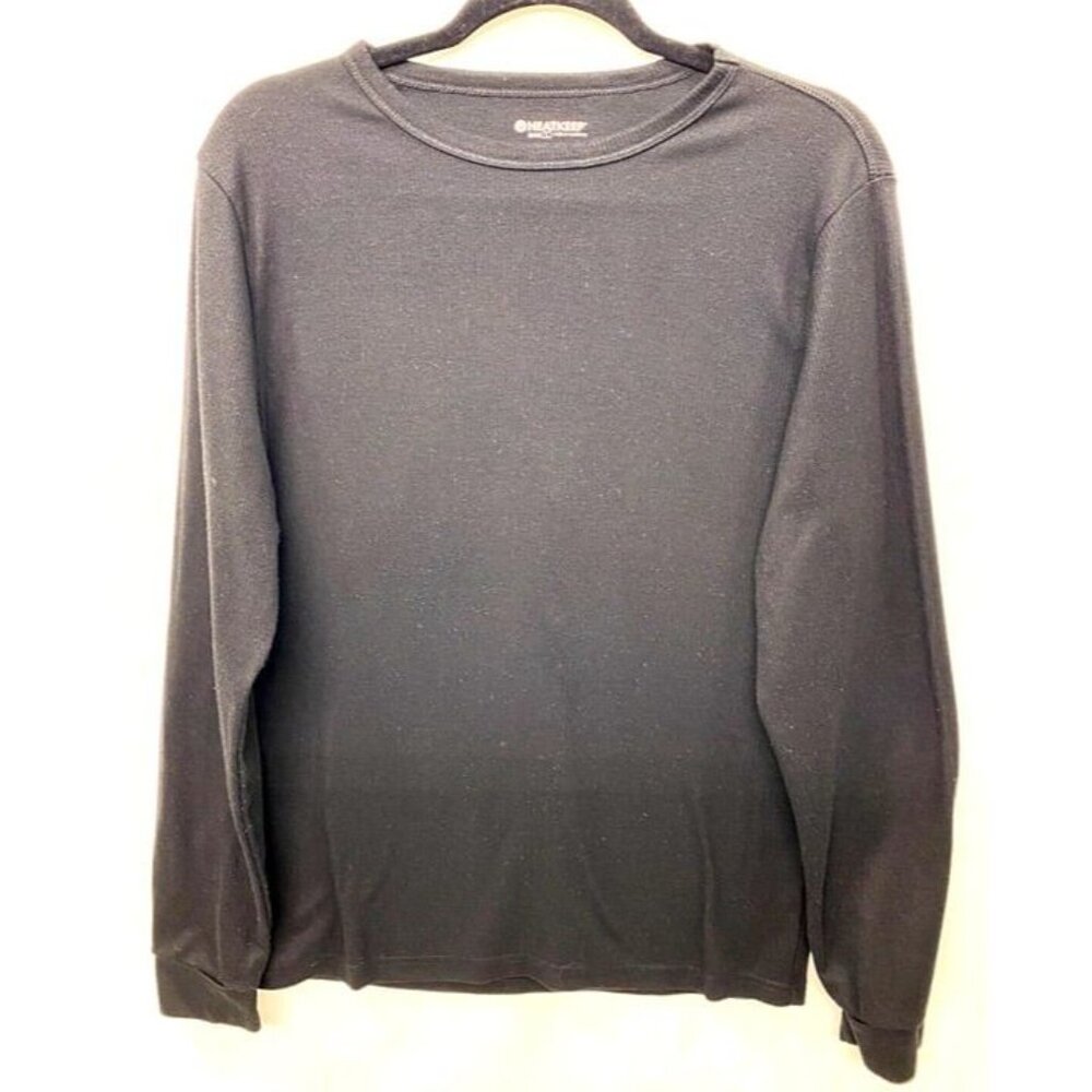 HEATKEEP Men Black Base Layer Crew Neck Top Tee Lightweight Large Warm workweak